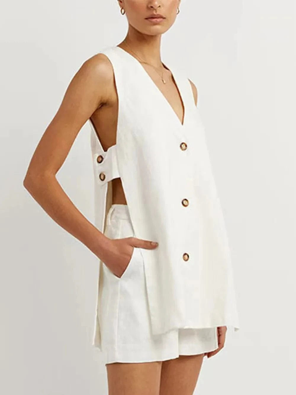 Full Size Button Up Top and Shorts Set The Nichole Collection