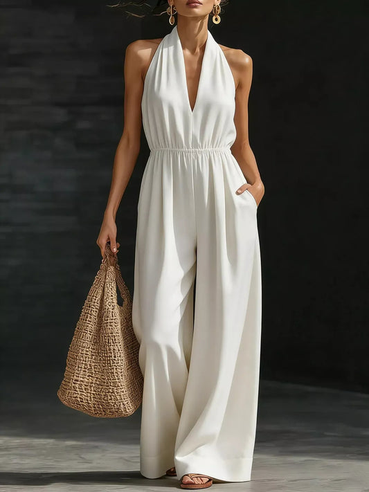Halter Neck Wide-Leg Jumpsuit The Nichole Collection