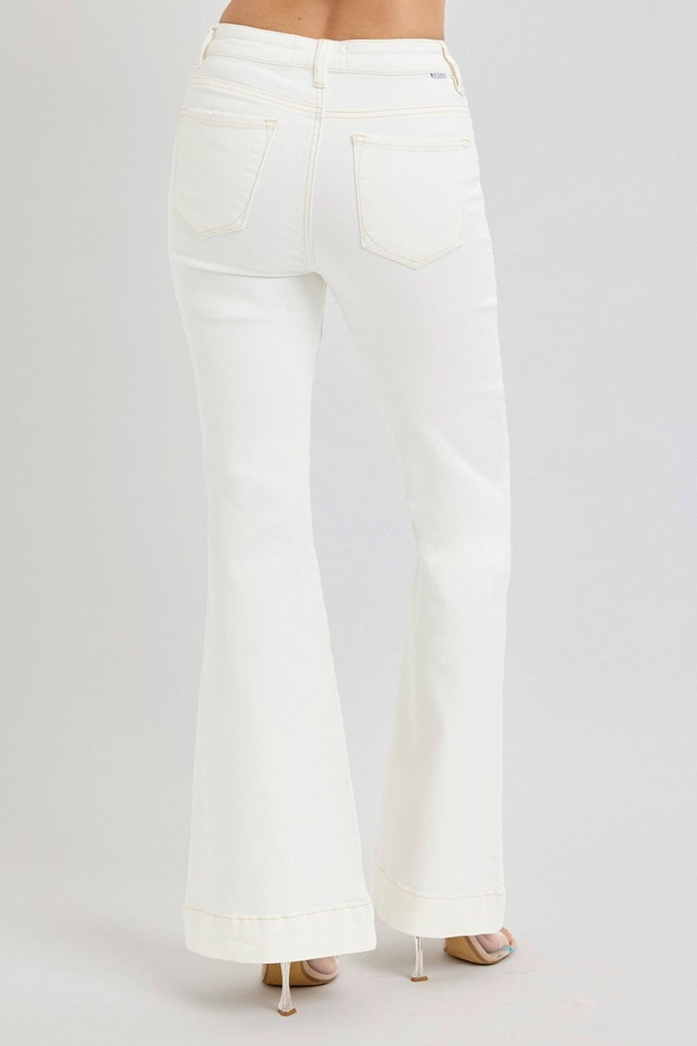 High Rise Front Patch Pocket Flare Jeans The Nichole Collection