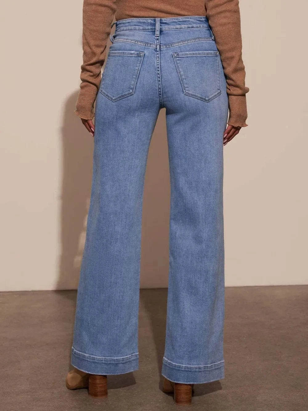 High Rise Front Pocket Patch Wide Leg Jeans Jeans The Nichole Collection - Official Site