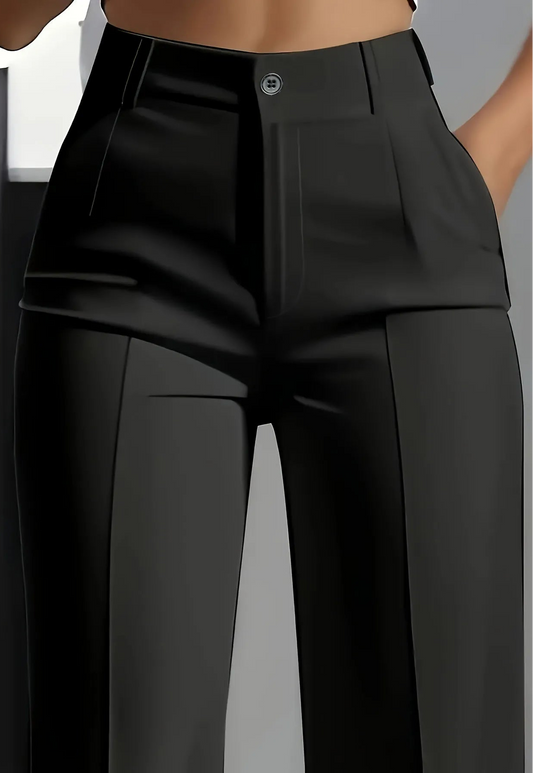 #45 High-Waisted Draped Straight Leg Pants - Last Call | The Nichole Collection