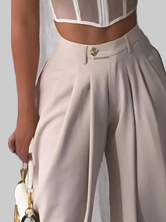 High-Waisted Wide Leg Pleated Pants | The Nichole Collection