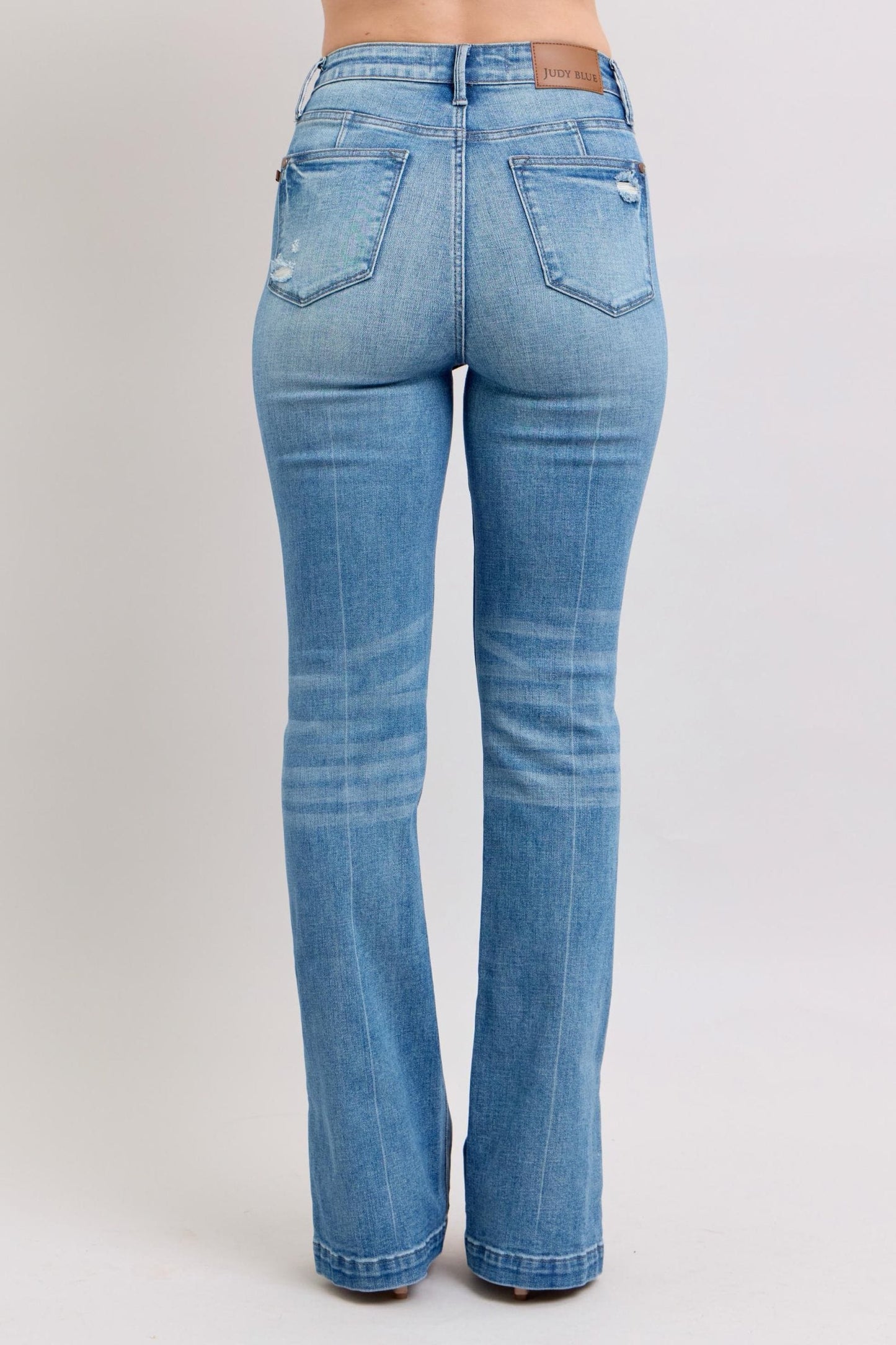 Judy Blue HW Tummy Control Vintage Wash Side Slit Slim Boot Jeans The Nichole Collection