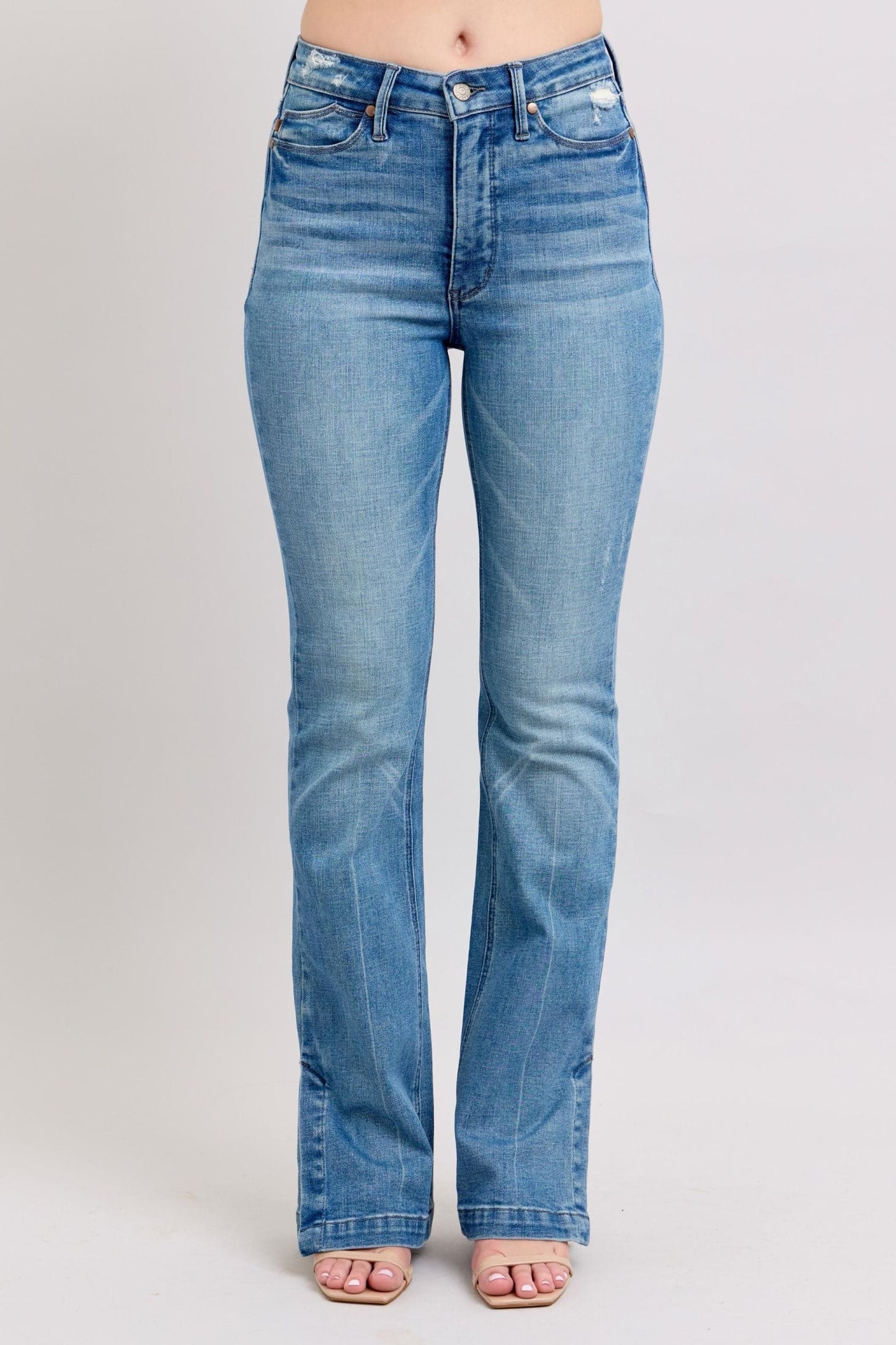 Judy Blue HW Tummy Control Vintage Wash Side Slit Slim Boot Jeans Medium / 0/24 The Nichole Collection