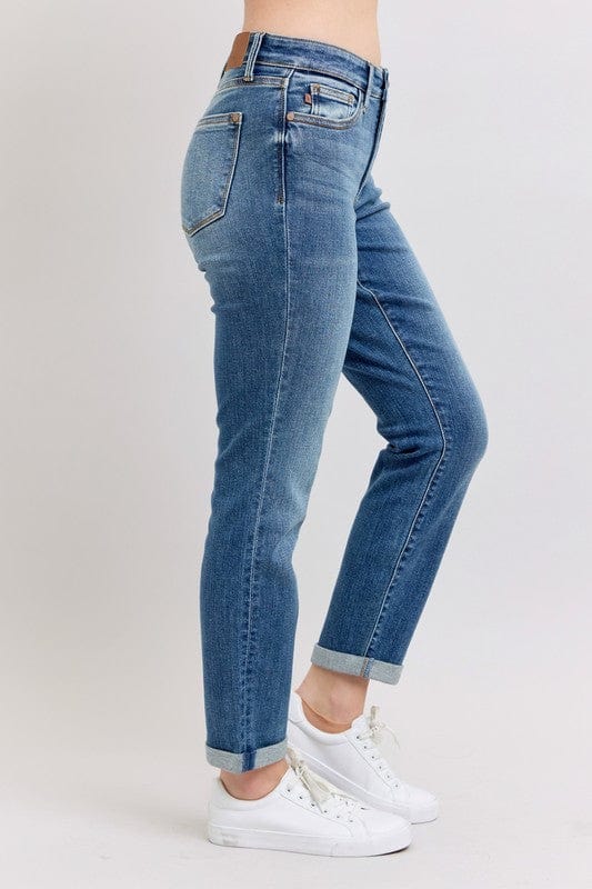 Judy Blue Mid Rise Skinny Cuff Jeans with Pockets Judy Blue The Nichole Collection