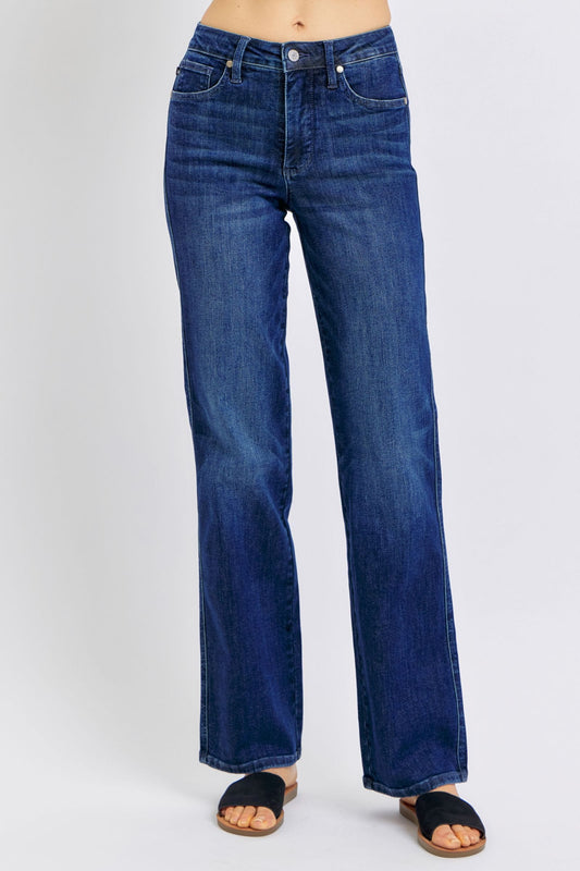 Judy Blue Tummy Control Straight Jeans Dark Blue / 0/24 Judy Blue The Nichole Collection