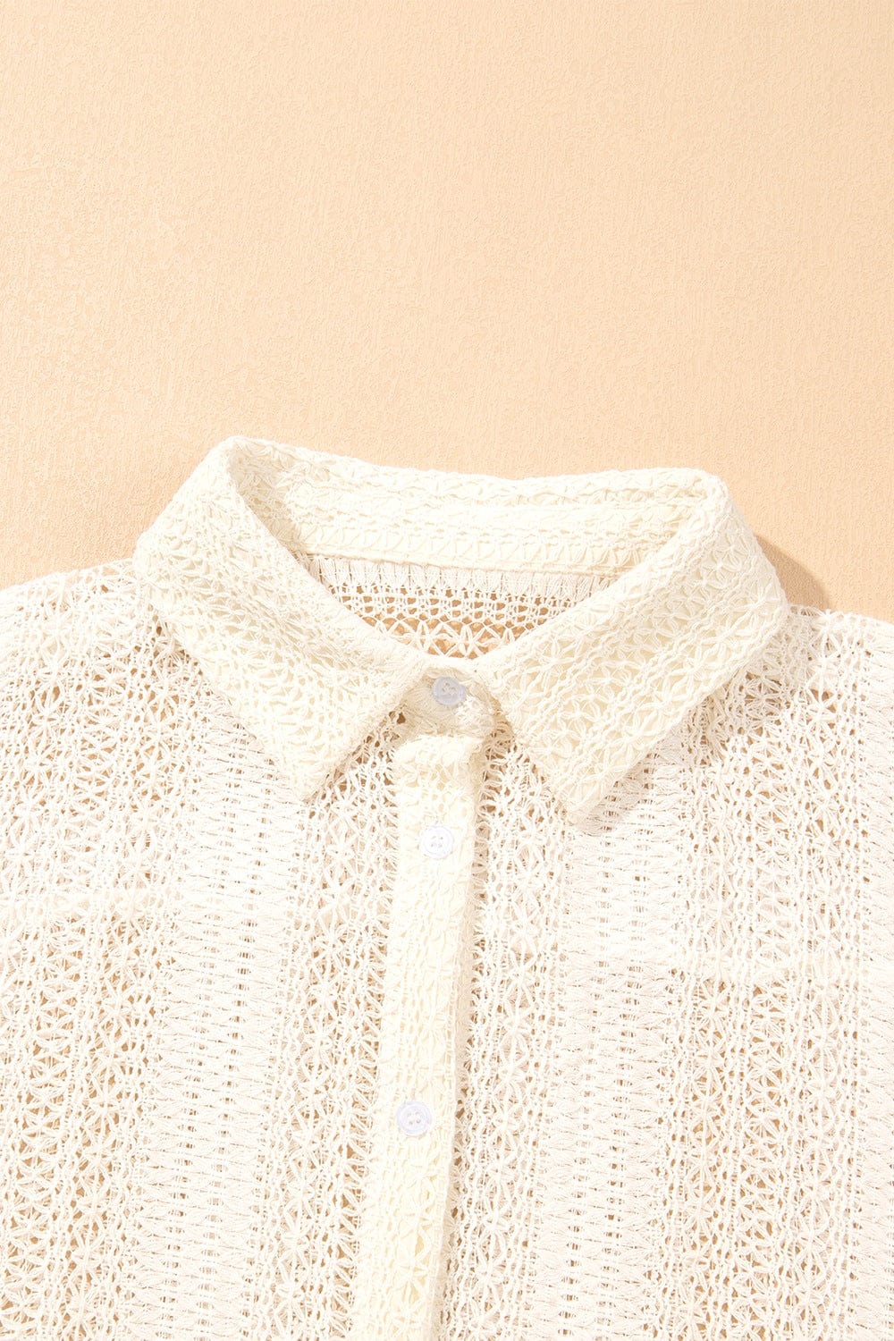 Lace Crochet Collared Neck Oversized Shirt The Nichole Collection
