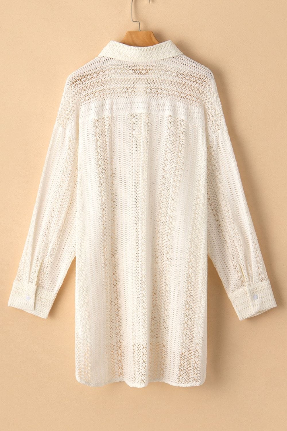 Lace Crochet Collared Neck Oversized Shirt The Nichole Collection