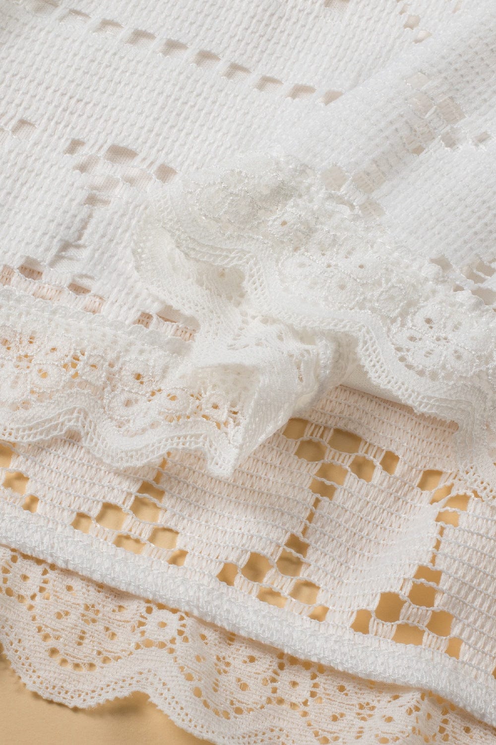 Lace Crochet Hollowed Scallop Hem V Neck Blouse Blouses The Nichole Collection - Official Site