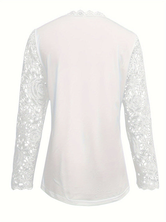 Lace Scallop Trim High-Neck Blouse Shirts & Tops The Nichole Collection - Official Site