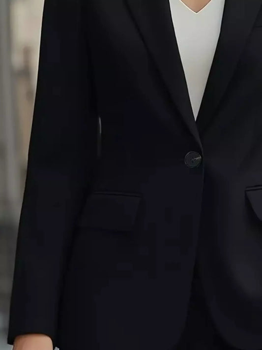# 65 Women's Luxury Black Lapel Collar One Button Blazer - Last Call | The Nichole Collection