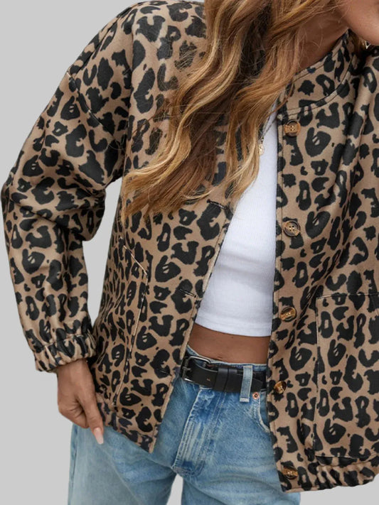 Leopard Print Casual Button Up Jacket Jackets The Nichole Collection - Official Site