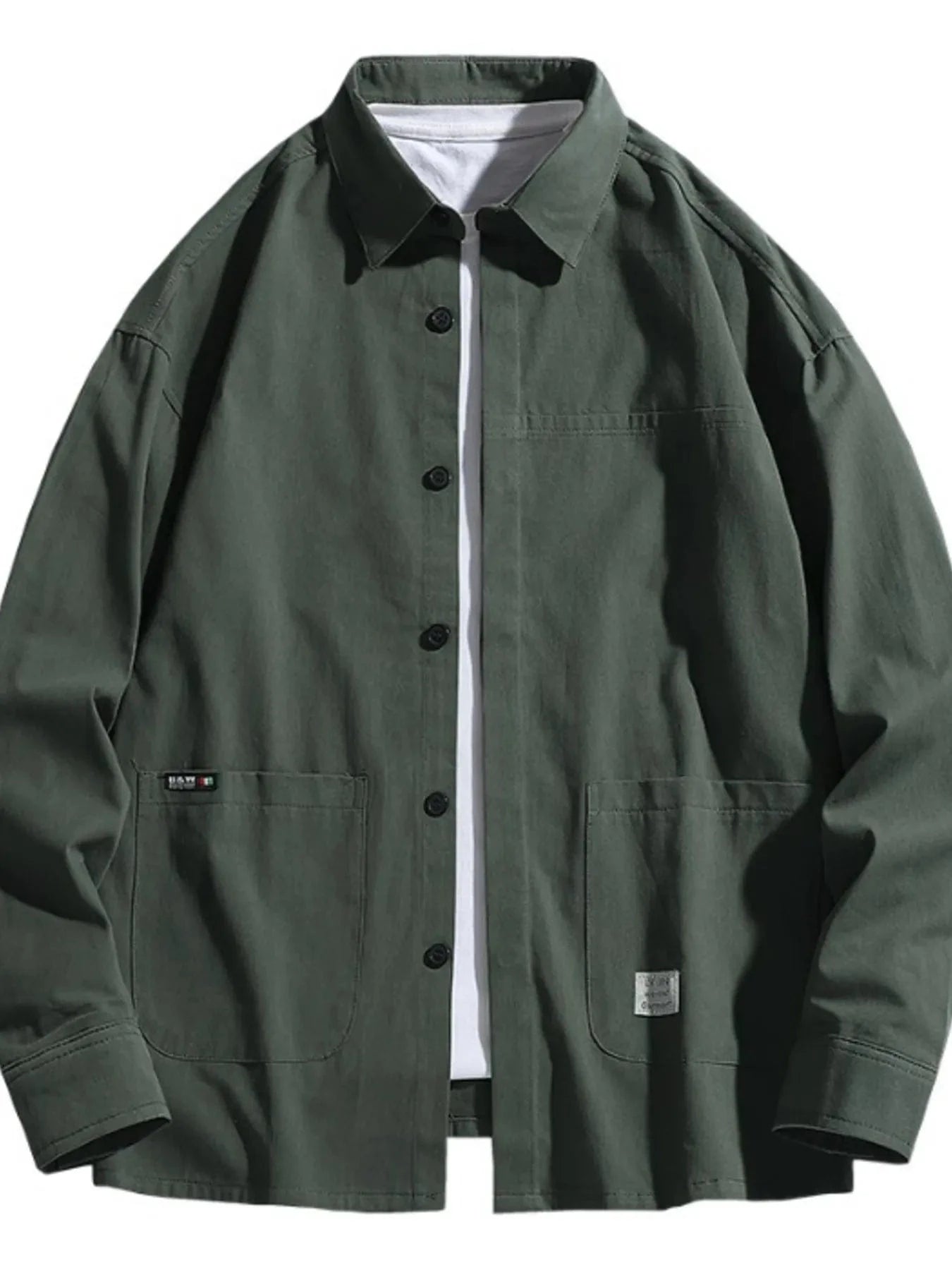 Men's Button Up Long Sleeve Shirt Military Green / M The Nichole Collection