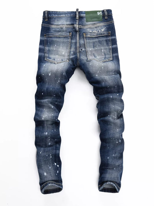 Men's Distressed Paint Splatter Slim Fit Jeans | The Nichole Collection