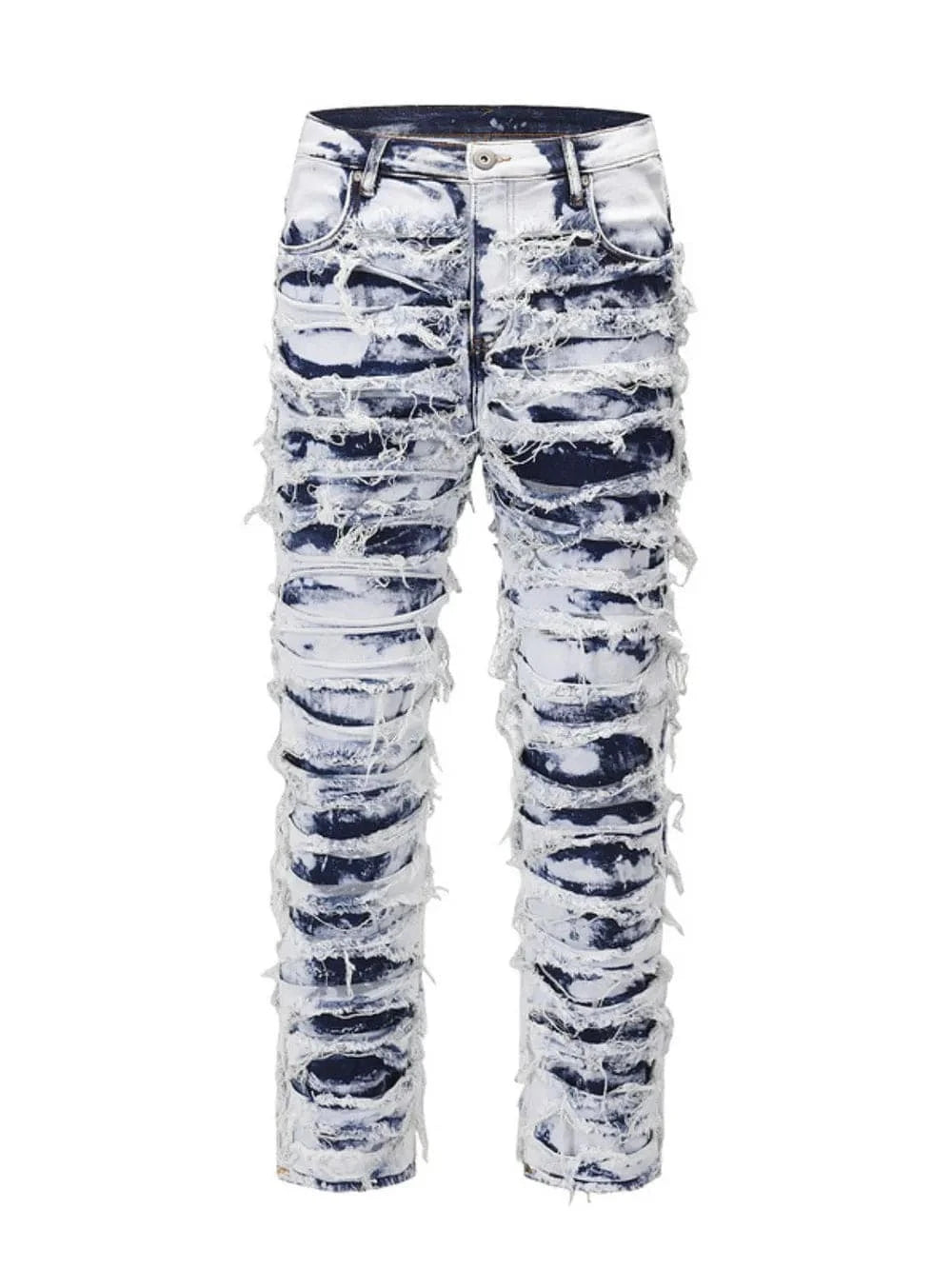 Men's Distressed Raw Hem Straight Jeans Jeans The Nichole Collection