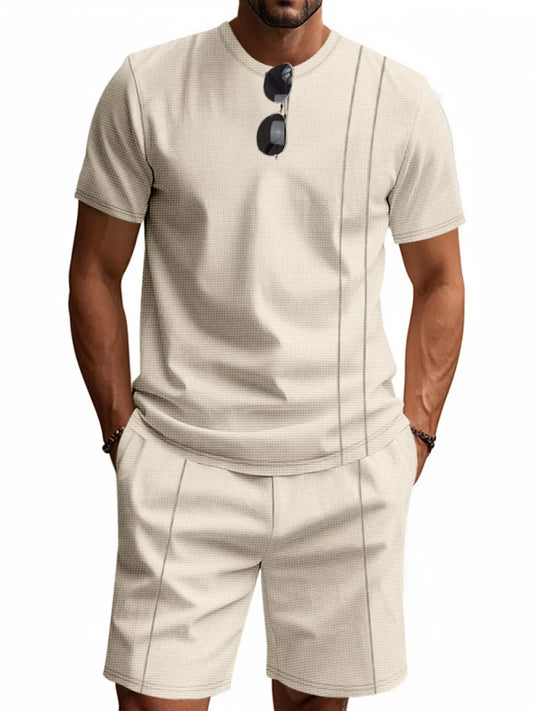 Men's Casual Striped Short Sleeve T-Shirt and Shorts Set | The Nichole Collection