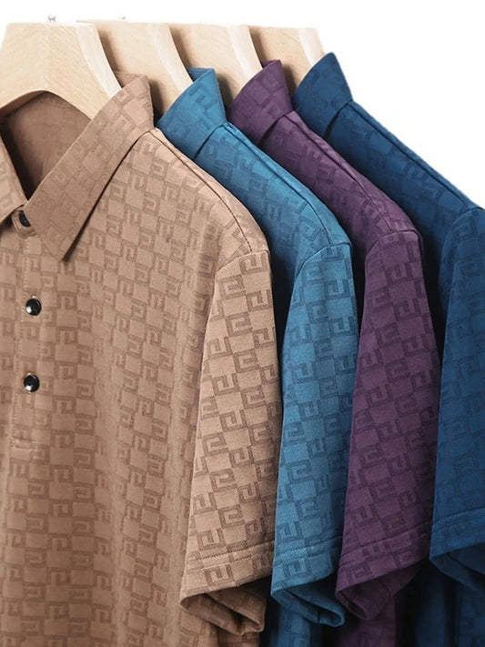 Men's Plus Size Breathable Textured Pattern Polo Men's Shirts The Nichole Collection - Official Site