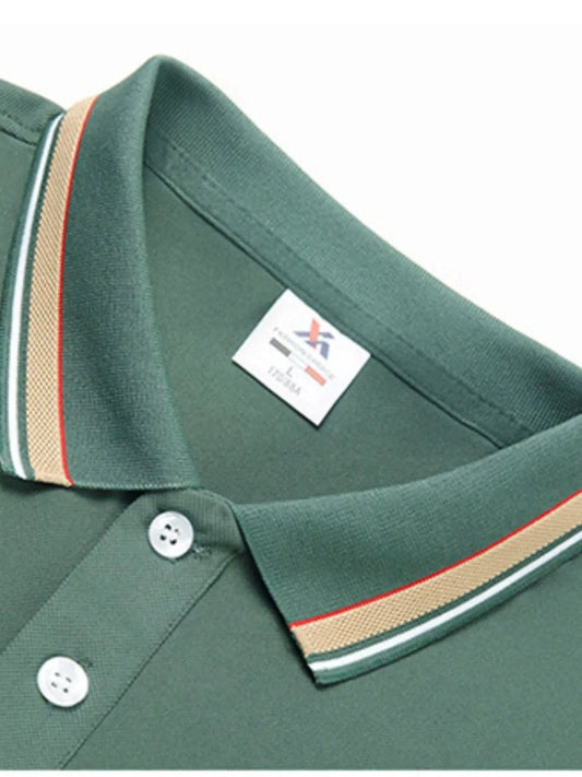 Men's Plus Size Classic Striped Collar Polo Shirt Men's Shirts The Nichole Collection - Official Site
