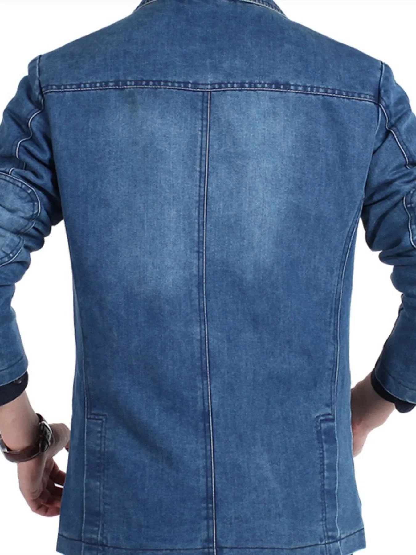 Men's Single-Breasted Denim Blazer Jacket The Nichole Collection