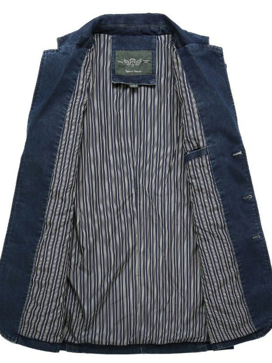 Men's Single-Breasted Denim Blazer Jacket Men's Jackets The Nichole Collection - Official Site