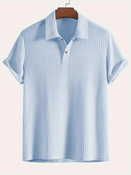 #33 - Men's Waffle-Knit Collared Neck Short Sleeve Polo - Last Call | The Nichole Collection