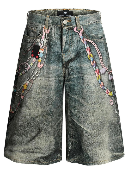 Men's Wide Leg Denim Shorts Blue / S Jonathan M Collection