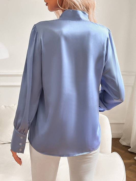 #16- Bow Detail Satin Blouse (L) - Last Call | The Nichole Collection