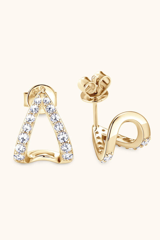 Moissanite Minimalist 925 Sterling Silver Earrings - Gold / One Size