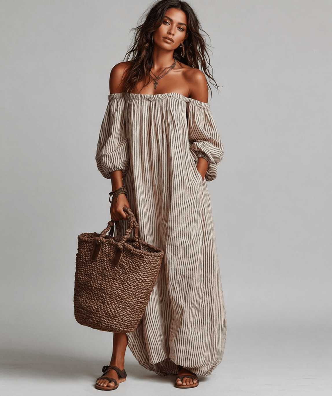 Off Shoulder Striped Maxi Dress Boho Beach Vacation Puff Sleeve Summer Dress The Nichole Collection Off Shoulder Striped Maxi Dress Boho Beach Vacation Puff Sleeve Summer Dress The Nichole Collection