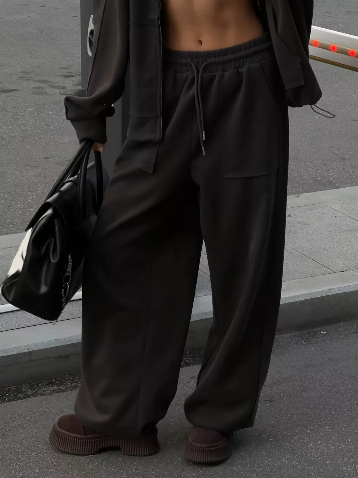 Oversized Zip-Up Hoodie and Wide-Leg Pants Set The Nichole Collection - Official Site