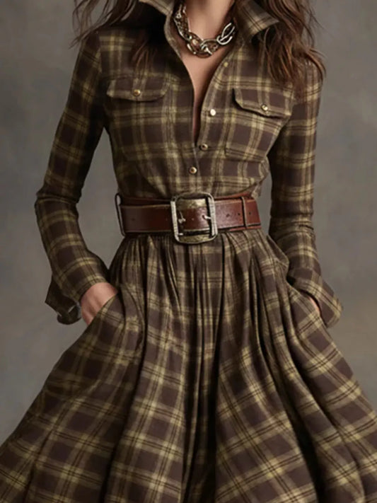 Plaid Front Button Maxi Shirt Dress The Nichole Collection - Official Site