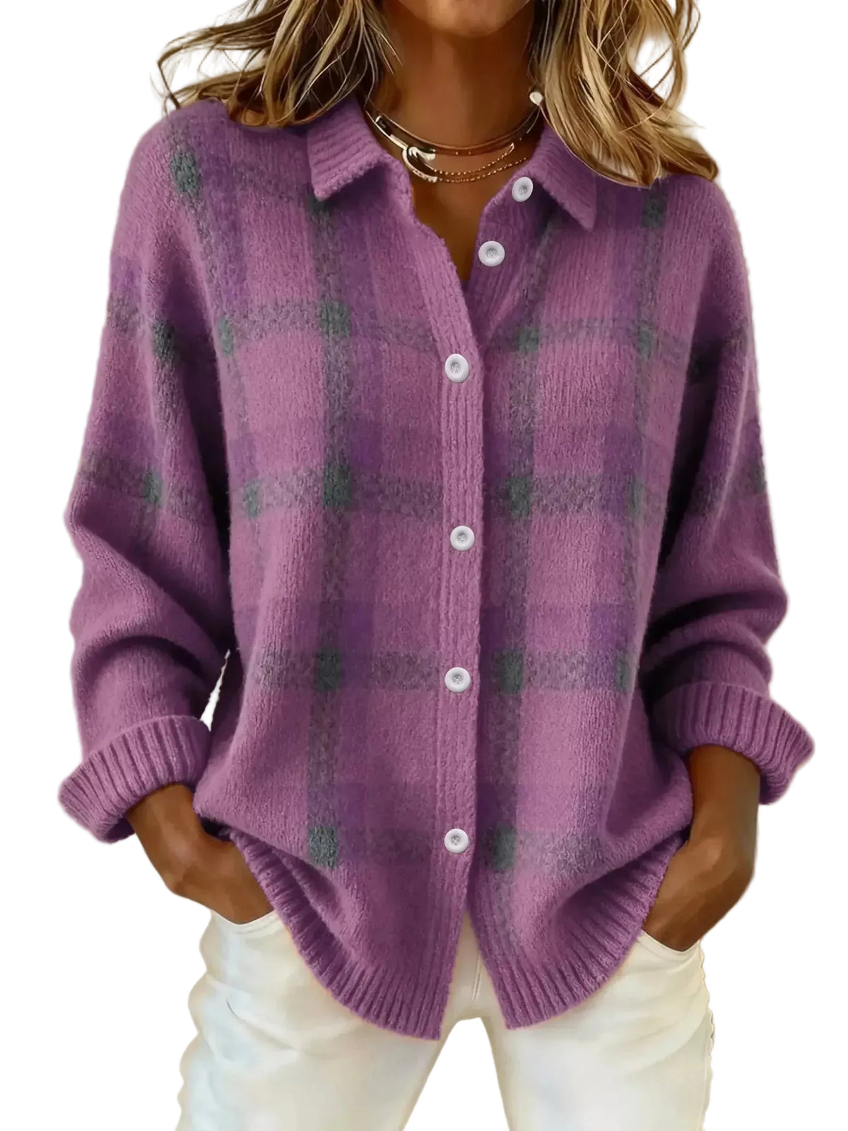 Plaid Button-Up Cardigan | The Nichole Collection