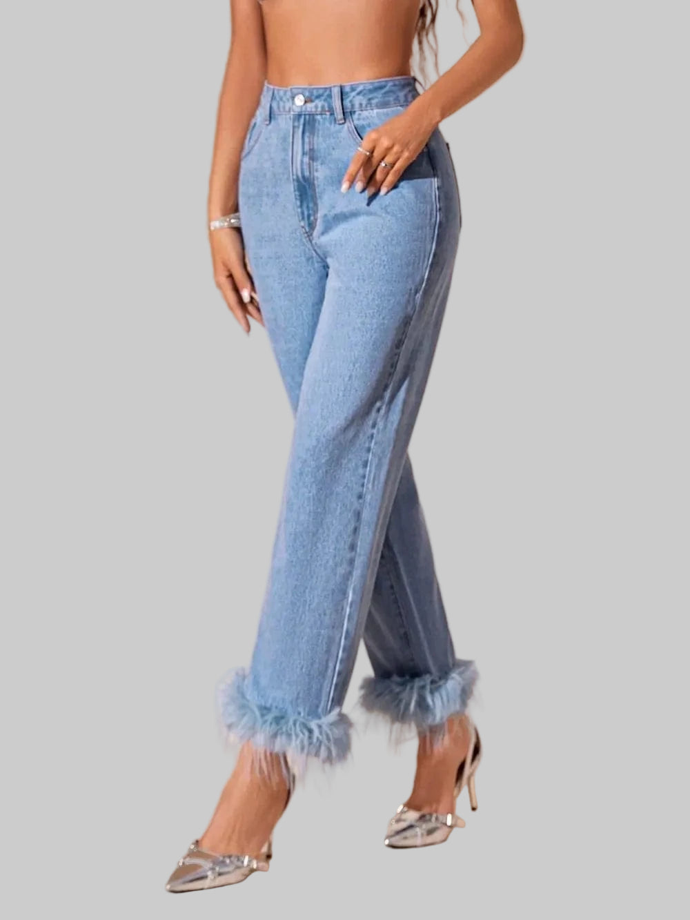 Plush Hem High Rise Straight Jeans The Nichole Collection - Official Site