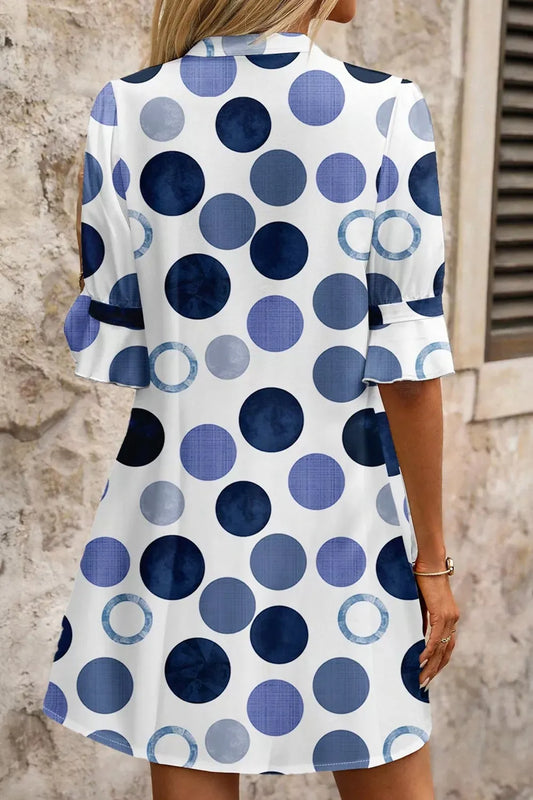 Polka Dot Print Flounced Half Sleeve Casual Vacation Style Mini Dress The Nichole Collection - Official Site