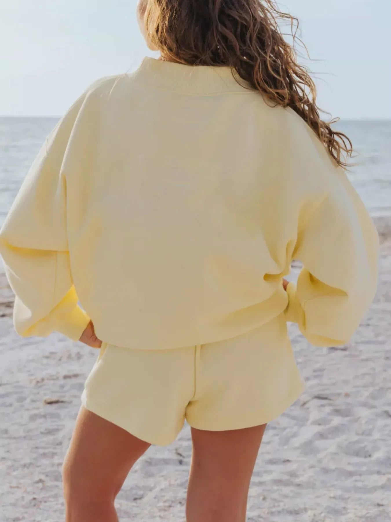 Relaxed Fit Round Neck Sweatshirt and Shorts Set | The Nichole Collection