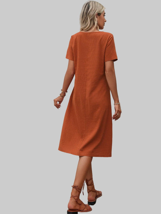 Round Neck Short Sleeve Dress with Pockets The Nichole Collection - Official Site