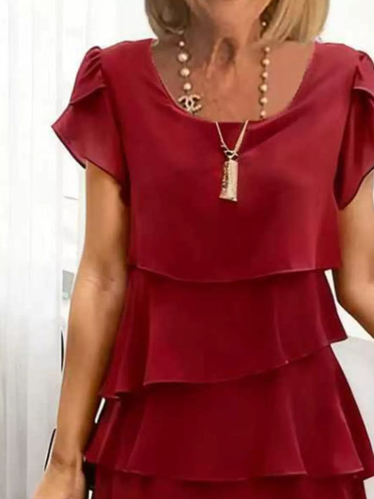 Ruffled Layered Petal Sleeve Dress The Nichole Collection - Official Site