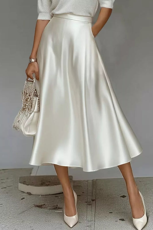 Satin A-Line Midi Skirt The Nichole Collection - Official Site