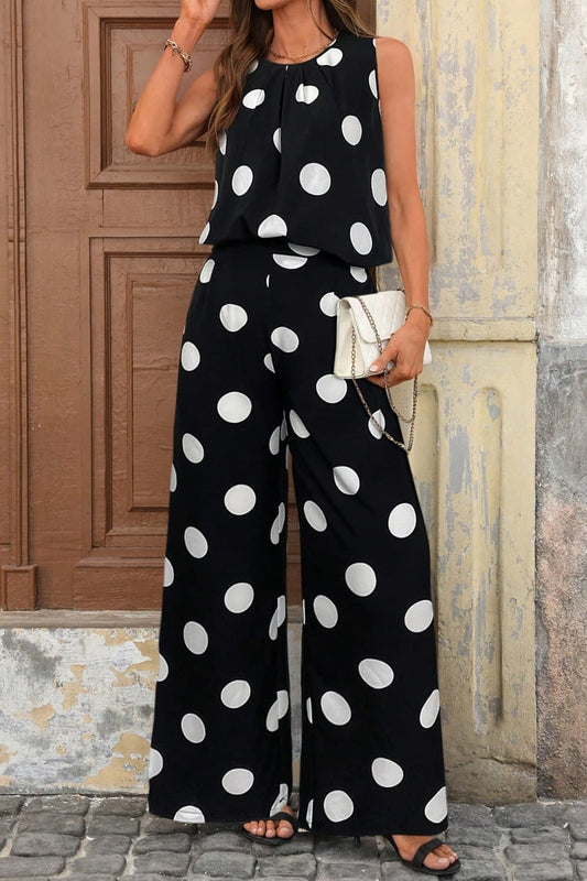 Sleeveless Polka Dot Top and Pants Set Women's Sets The Nichole Collection - Official Site