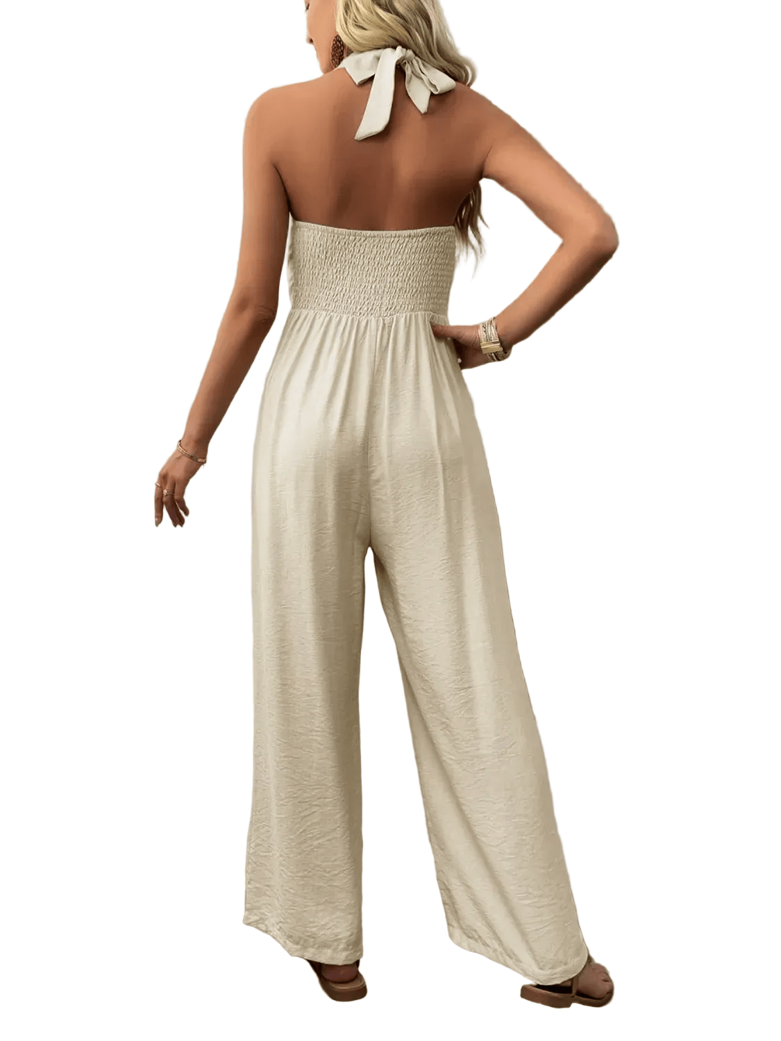 Smocked Halter Neck Jumpsuit | The Nichole Collection