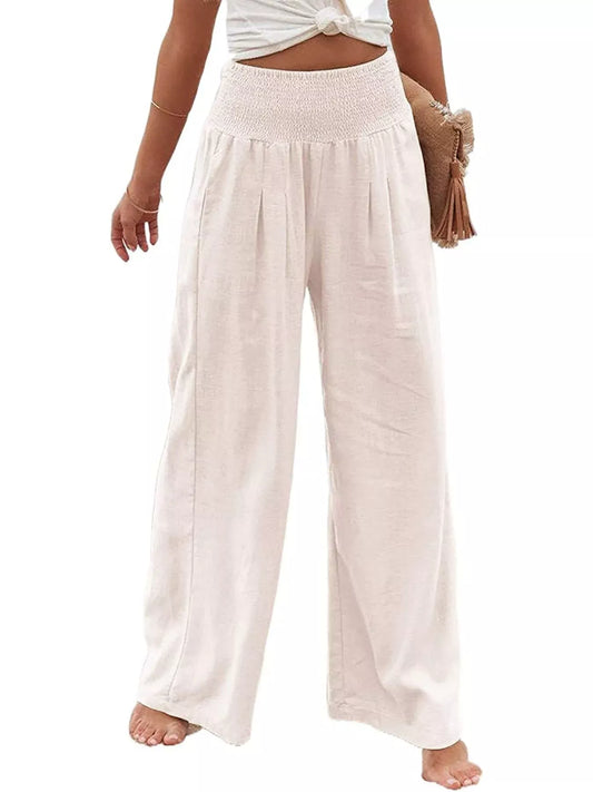 Smocked High Waisted Wide Leg Pants The Nichole Collection - Official Site