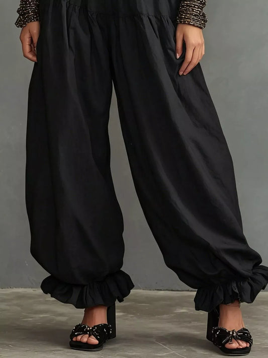Smocked Ruffle Hem Wide Leg Pants | The Nichole Collection