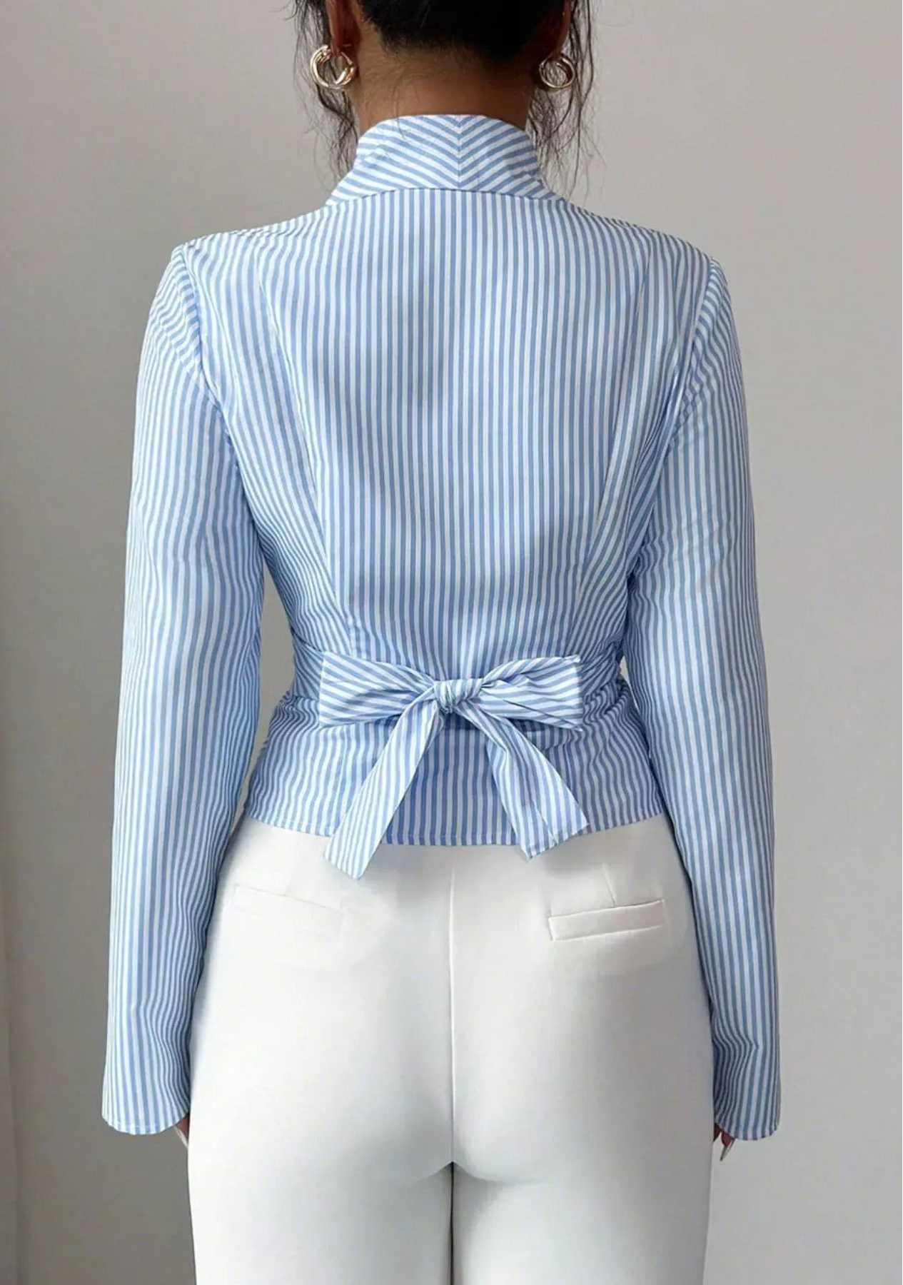 Striped Long Sleeve Wrap Blouse | The Nichole Collection