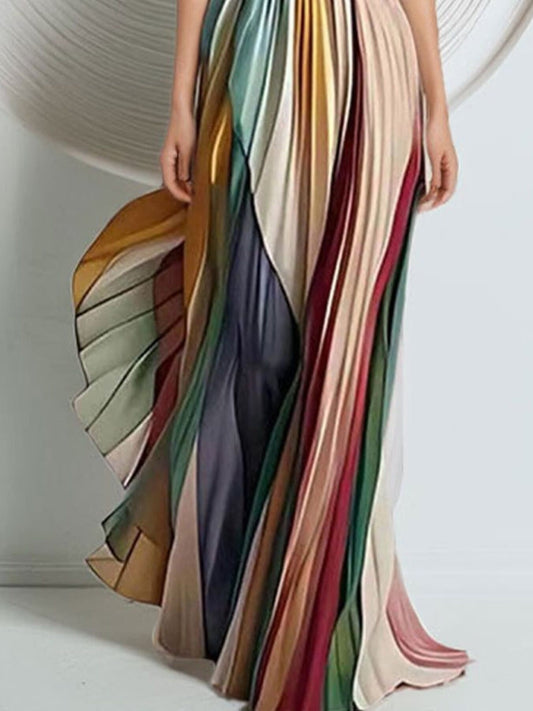 Striped Pleated Strapless Maxi Dress The Nichole Collection - Official Site