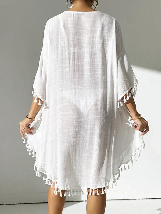 Tassel Cutout Scoop Neck Cover-Up Dress Crochet Dresses The Nichole Collection - Official Site