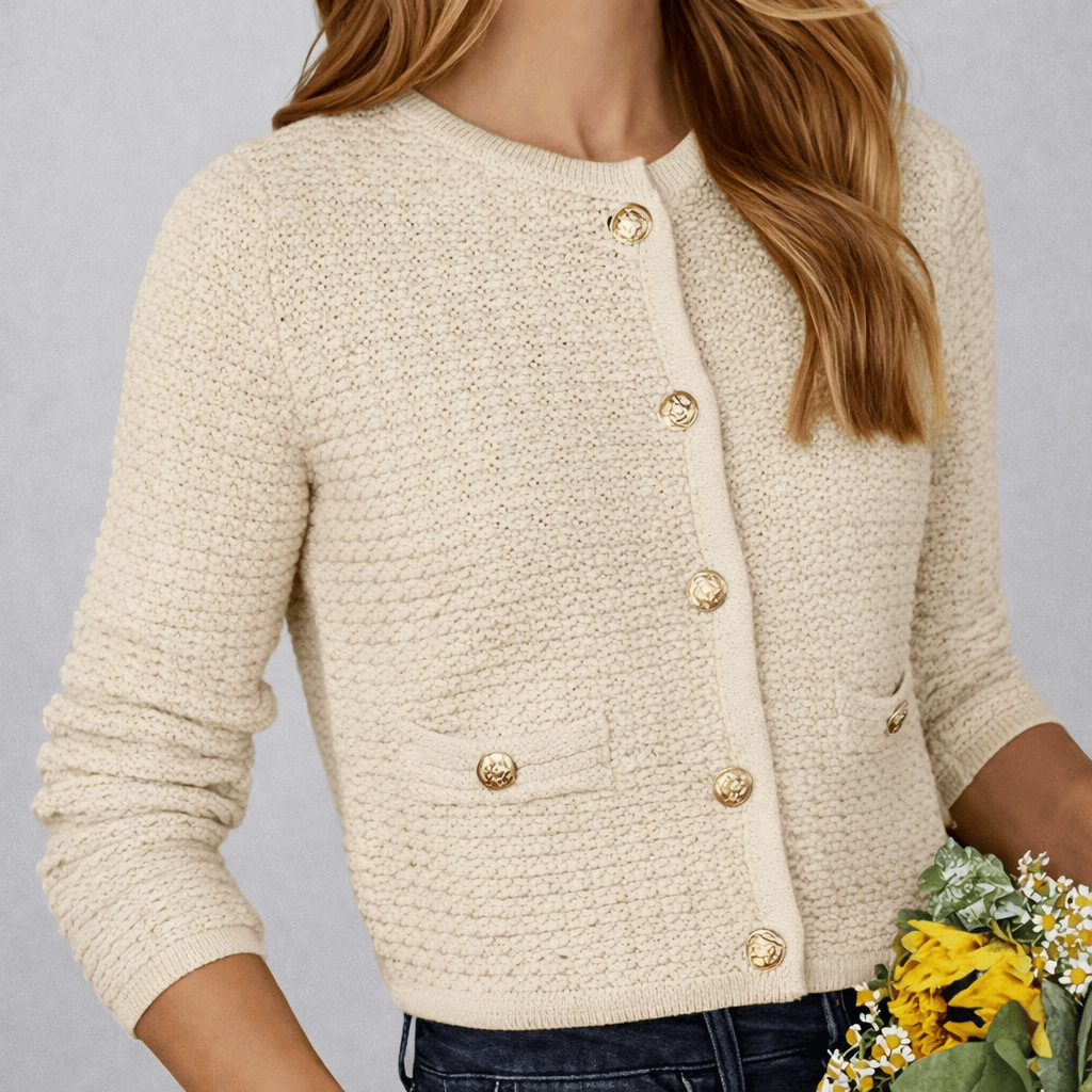 Textured Knit Button Cardigan Light Gold / S The Nichole Collection