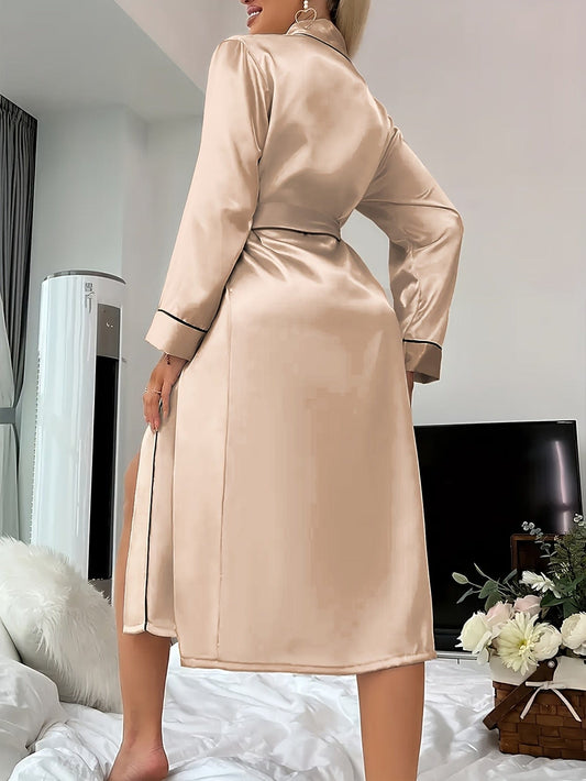 The Champagne V-Neck Lounge Robe Robe The Nichole Collection - Official Site