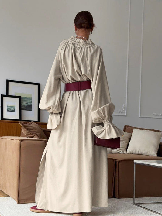 Tie Neck Flounce Sleeve Maxi Dress THE NICHOLE COLLECTION - Official Site