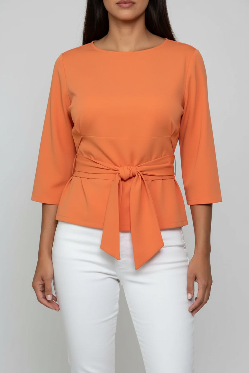 Tied Belted 3/4 Sleeve Top | The Nichole Collection