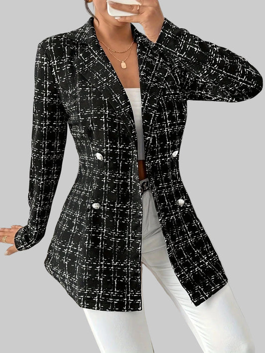 Tweed Double-Breasted Blazer Blazers Black / S The Nichole Collection